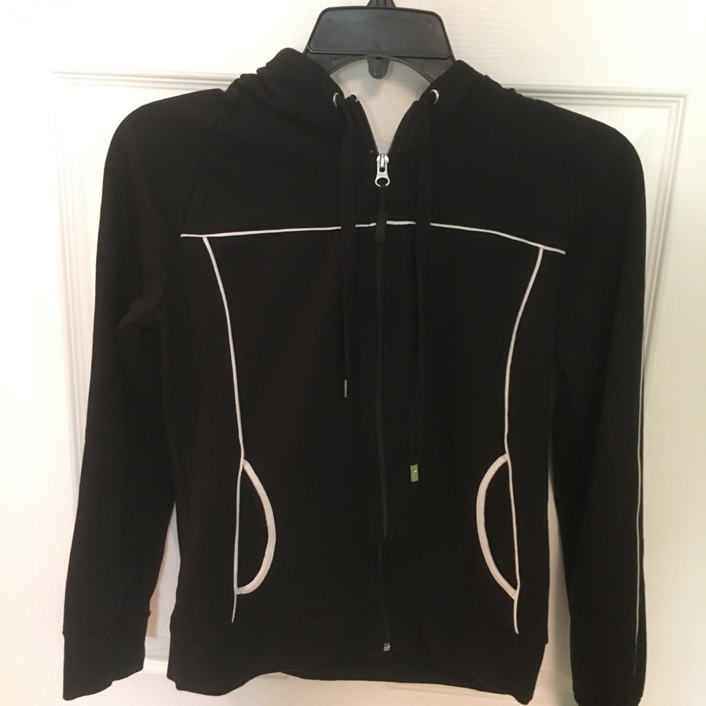 Juniors Danskin Zip up Jacket Hoodie Black White